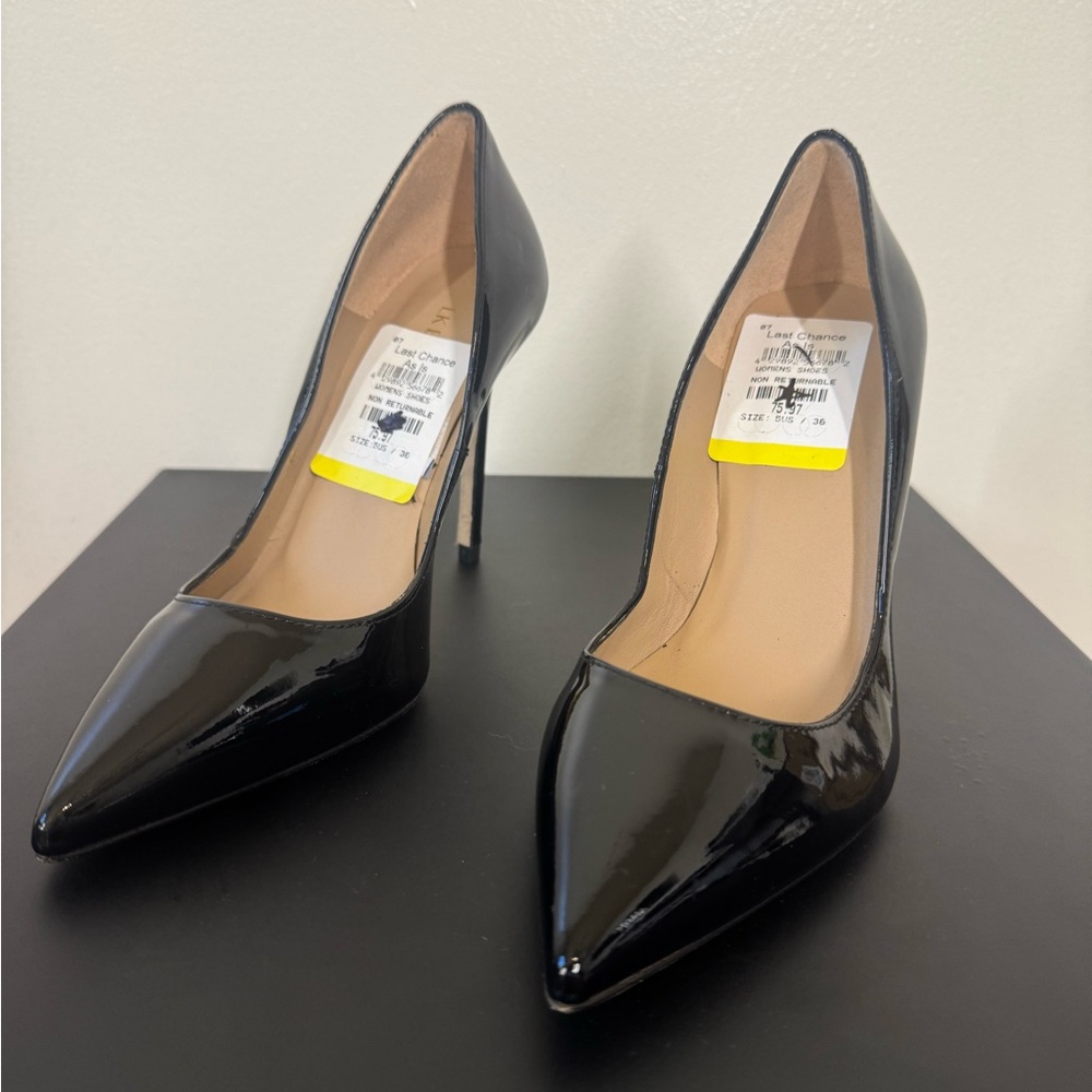 LK Bennett Black Stiletto Heels Size 36 NWT *has flaw*